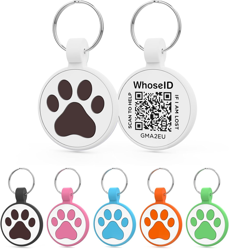 QR Code Cat Tag, Modifiable Profile, Scannable, Instant Email Alert, 1", White