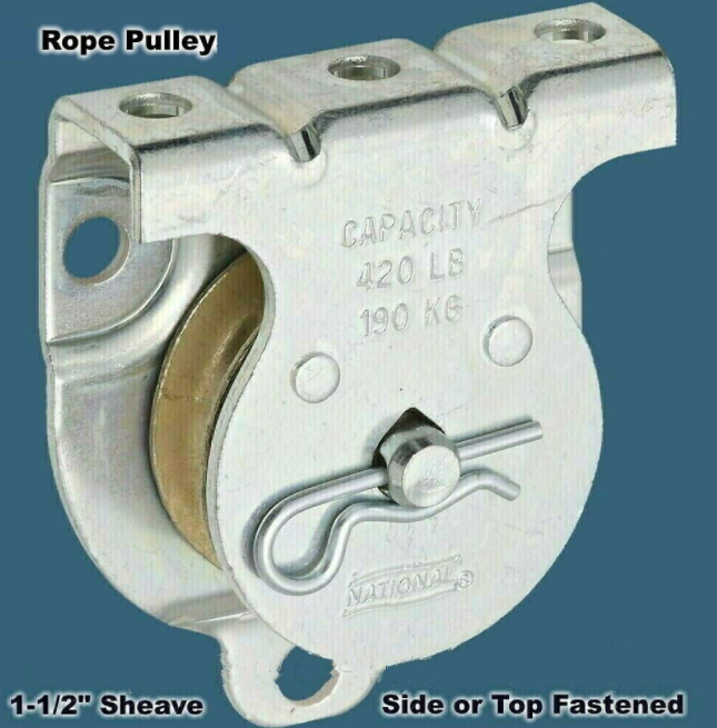 ROPE PULLEY Wall or Ceiling Mount 1-1/2" Sheave Side or Top Fastened