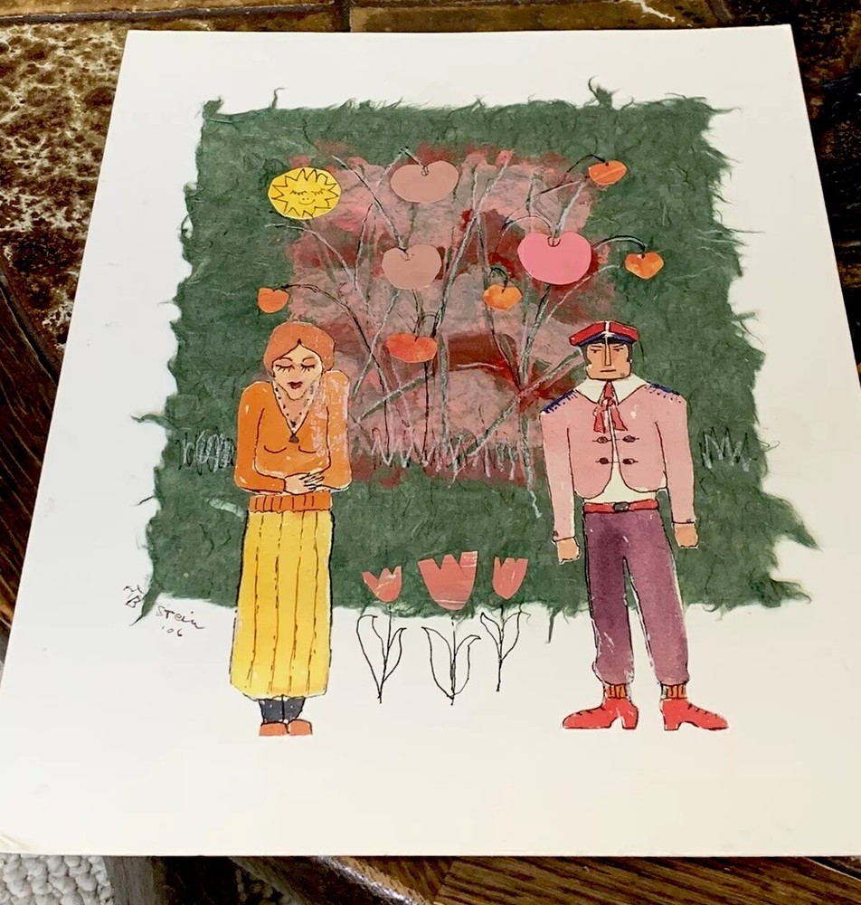 “Spring Love" Original Collage Mixed Media , Framed 14”x 17” and Signed