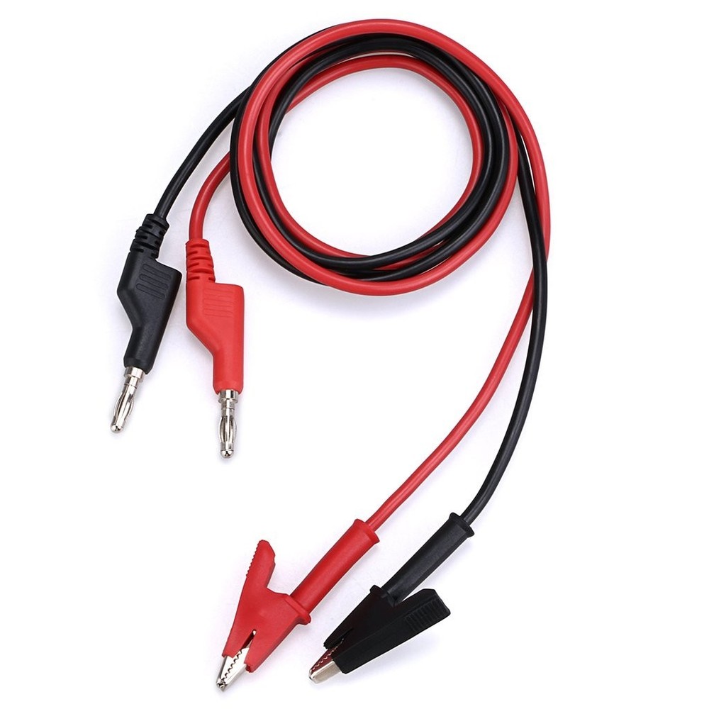 Stackable Banana Plug to Alligator Clip Probe Cable 1M for Electrical Testing