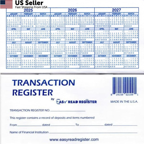 Easy Read Register 12 Check registers for Personal Checkbook - White