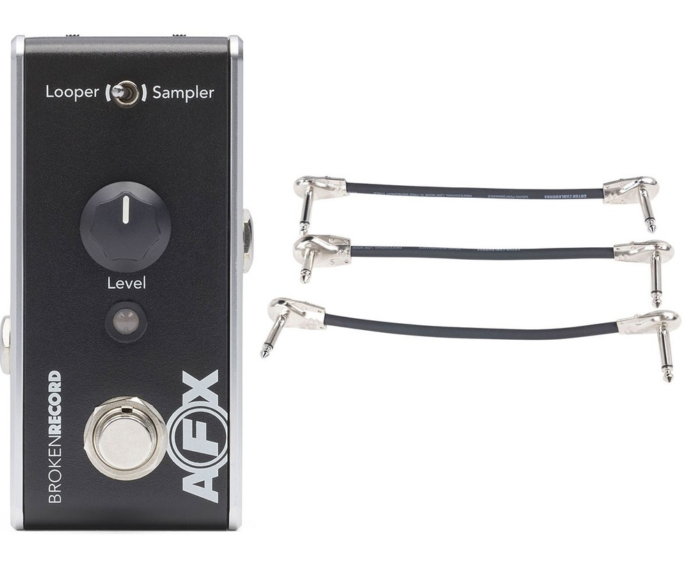 Fishman AFX Broken Record Mini Looper/Sampler Pedal + Gator Patch Cable 3 Pack