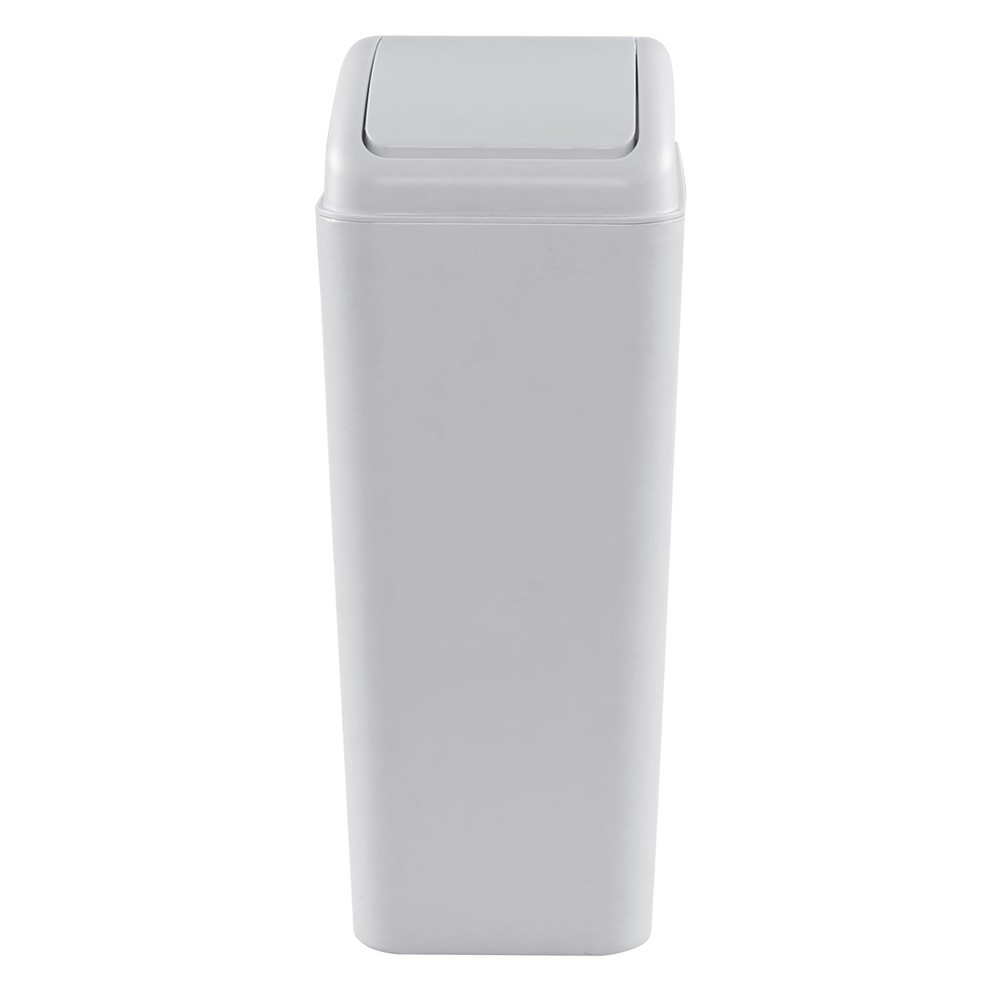 14 L Plastic Kitchen Trash Can Swing Lid Slim Garbage Can Light Grey