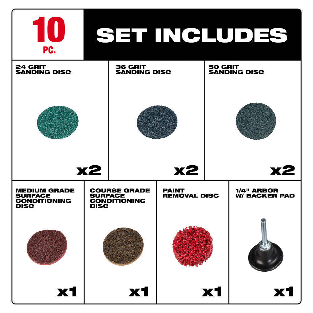 Milwaukee 49-92-9000 2" Quick Change Disc Kit - 10 PC