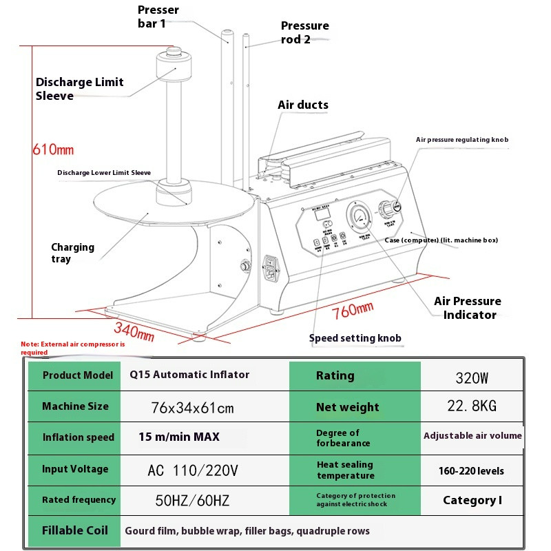 Courier Packaging Materials Air Column Special Pump Electric Pump Inflator