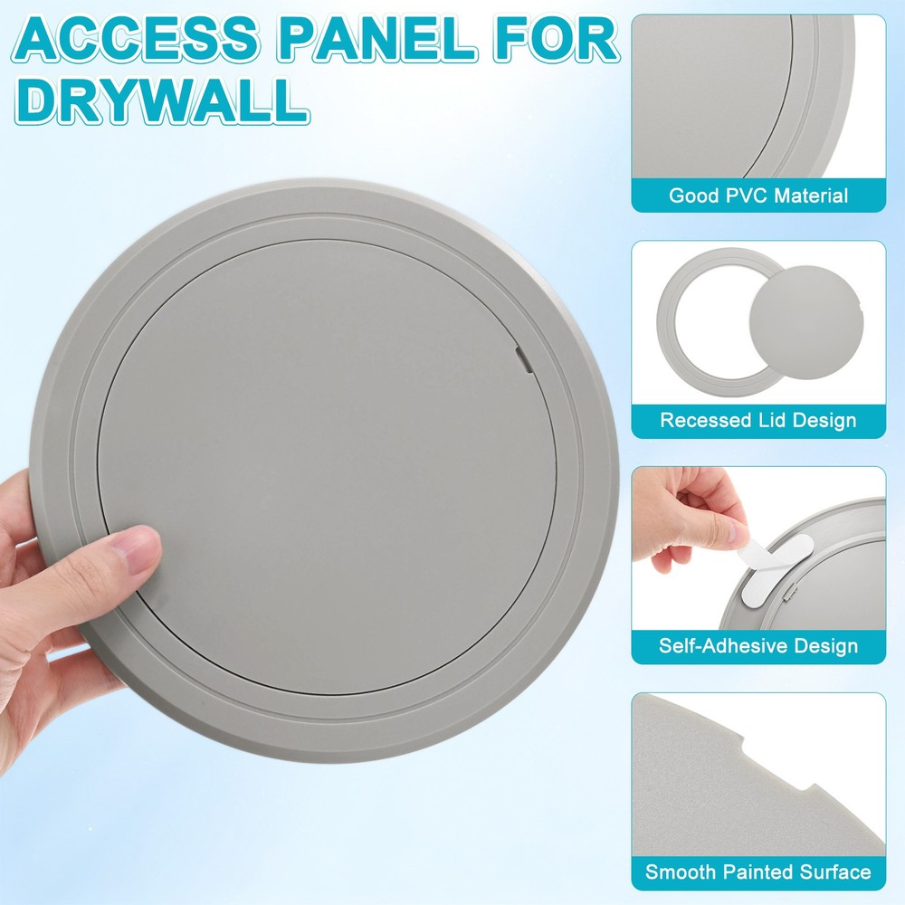 2-Pack Access Panel for Drywall, 6x6 Inch Round Plastic Removable [Gray]