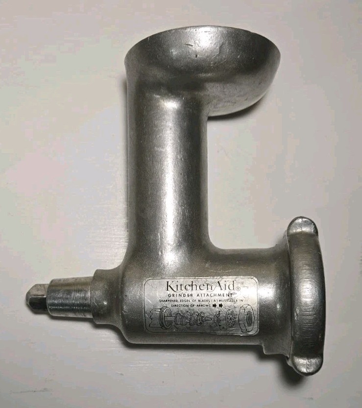 KitchenAid Vintage Cast Aluminum Meat Grinder Attachment Complete Set Blade Ring