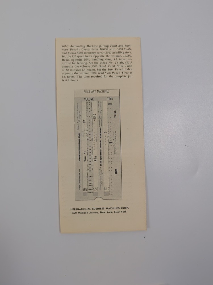 Vtg 50s IBM Machine Load Computer Slide Rule Folder Instructions MCM Computing