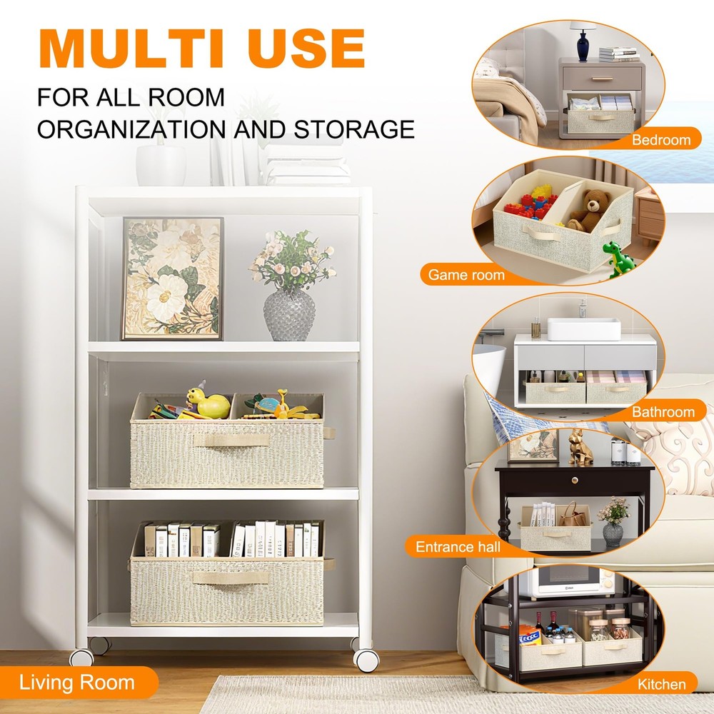 Closet Storage Bins 6 Pack, Large Closet Organizer Baskets with Divider & Han...