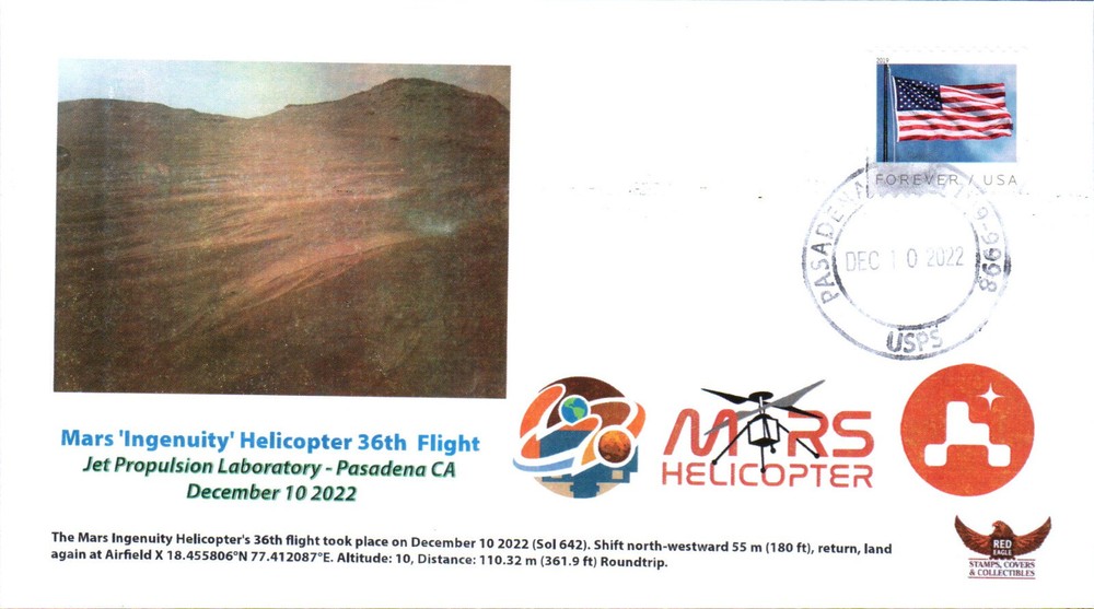 2022 Mars 'Ingenuity' Helicopter 36th Flight Pasadena 10 December
