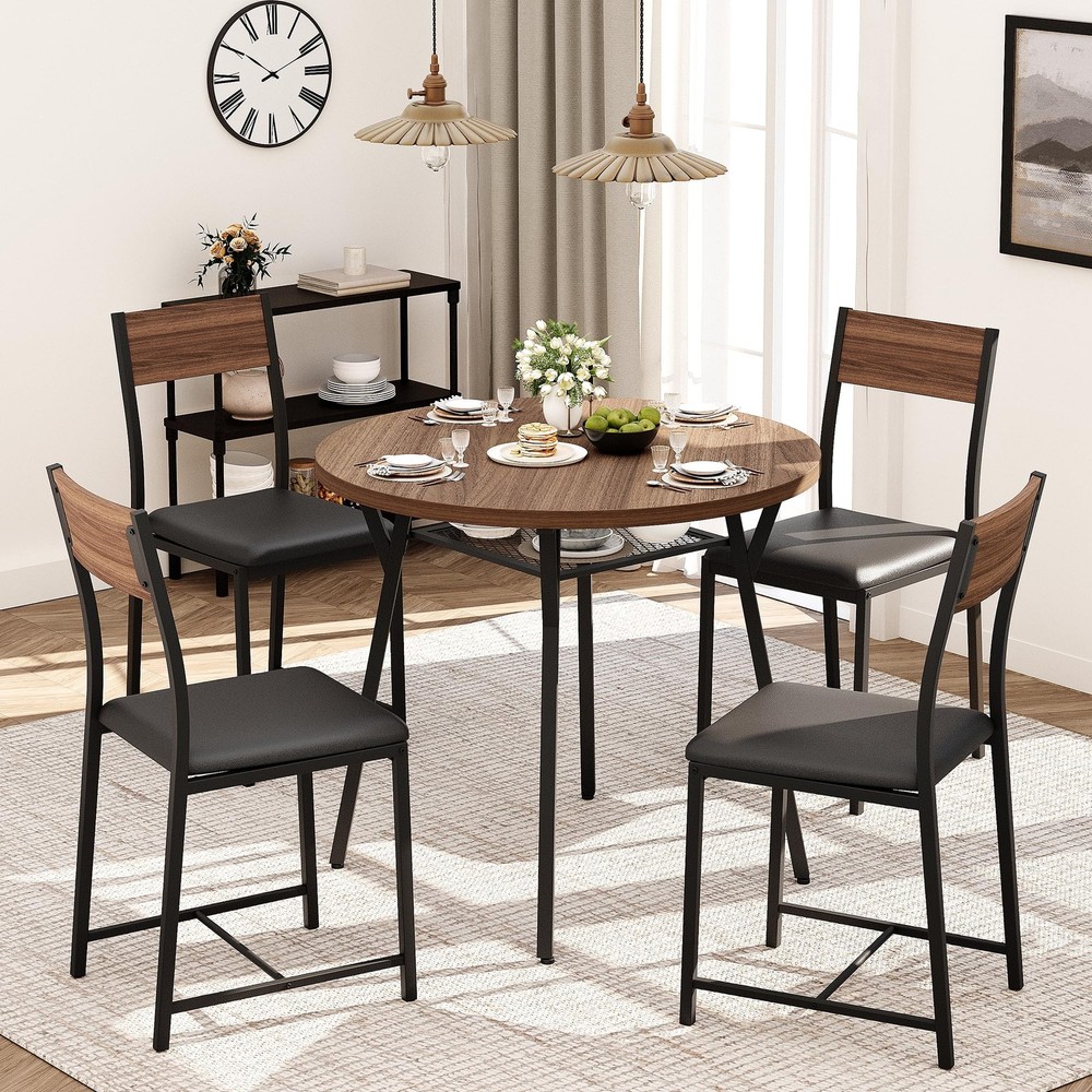 Pamapic Round Dining Table Set for 4, Kitchen Table and Chairs for 4, Dining ...