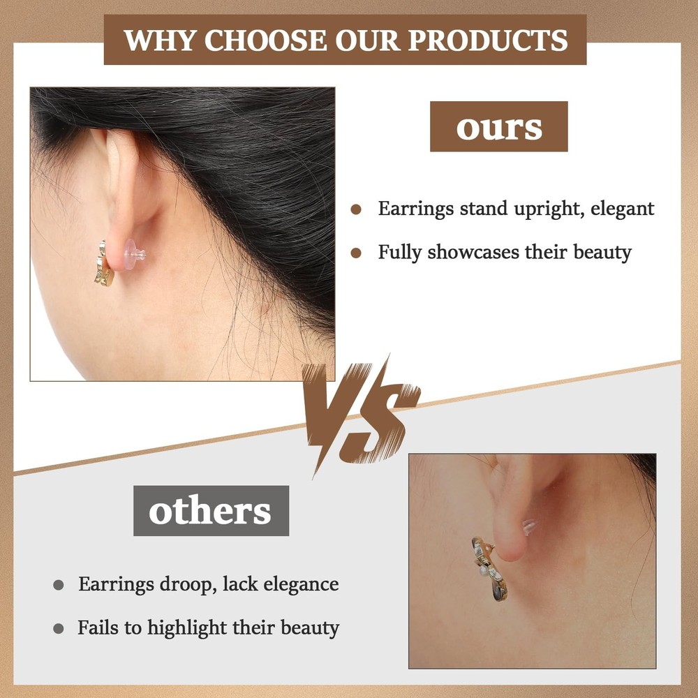 Earring Backs Replacement for Studs 6 Styles Silicone Clear Hypoallergenic Ru...