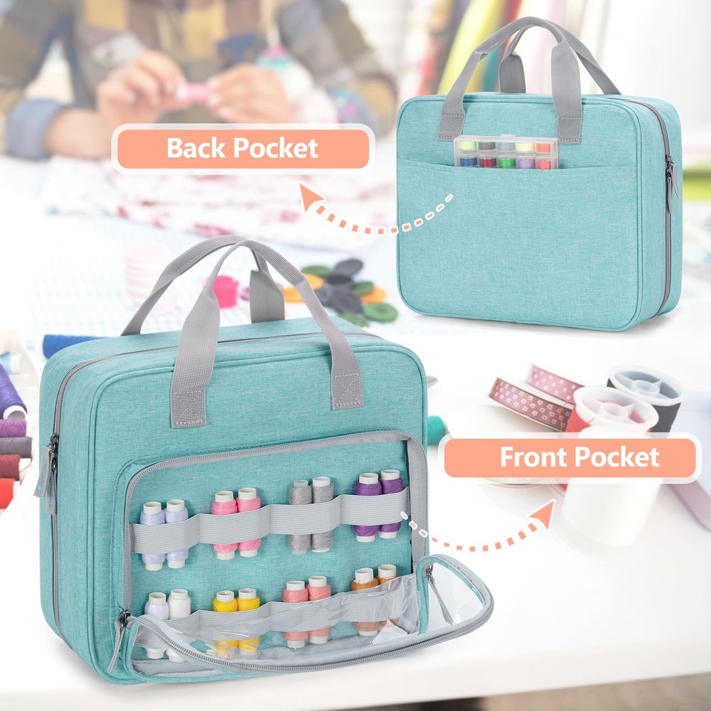Sewing Storage Organizer Folio Open Design Pockets For Sewing Kits Blue