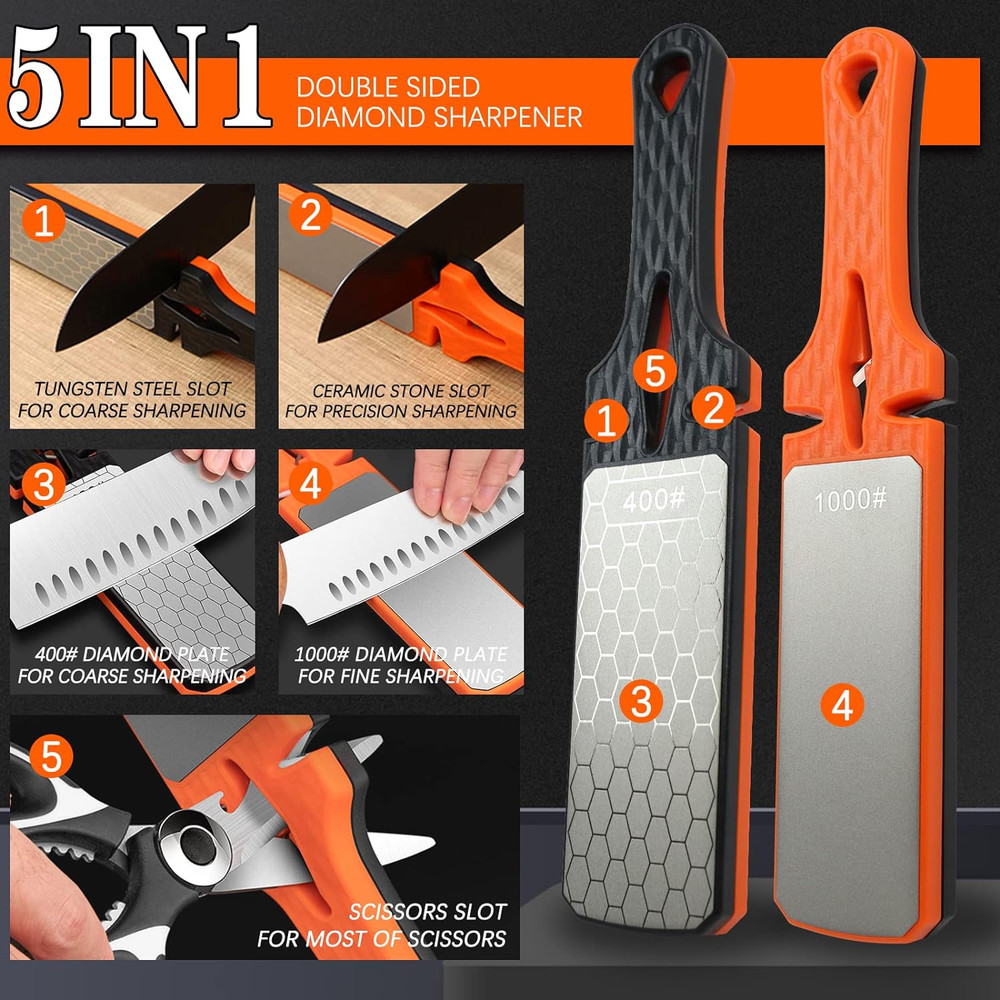 Diamond Sharpening Stone,400/1000 Grit Handheld Double-Sided Diamond Sharpener 5