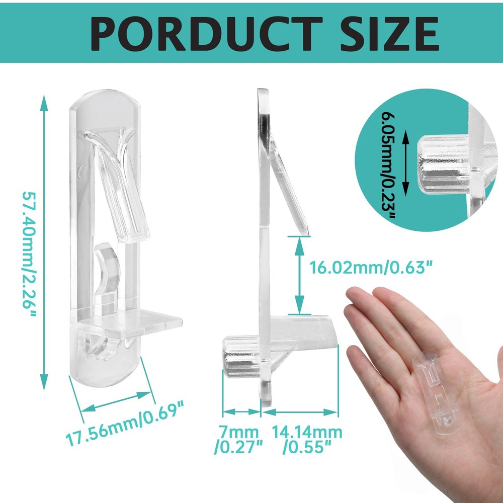 20 Pcs Plastic Locking Shelf Pins Clear Self-Locking Shelf Support Pegs 6mm C...