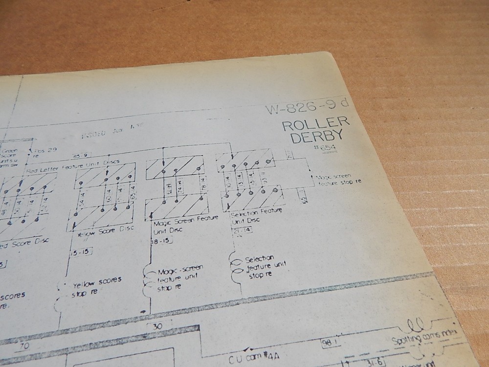1960 Bally ROLLER DERBY service schematic - 16 x 50 inches