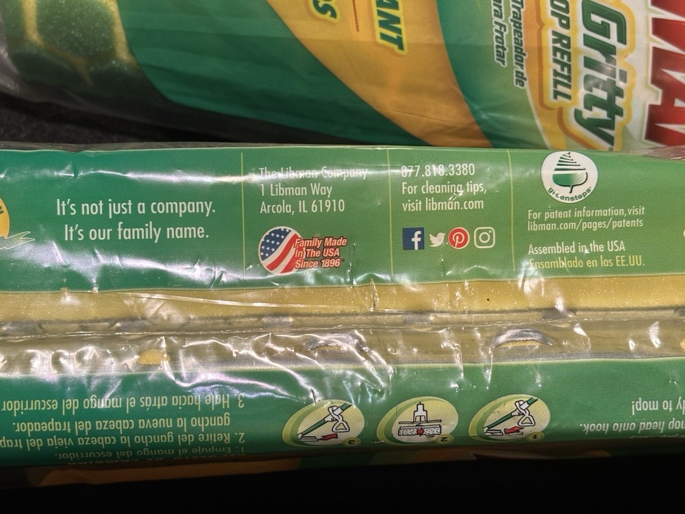 3 Libman Nitty Gritty Roller Mop Refills-NEW Tear Resistant 02011