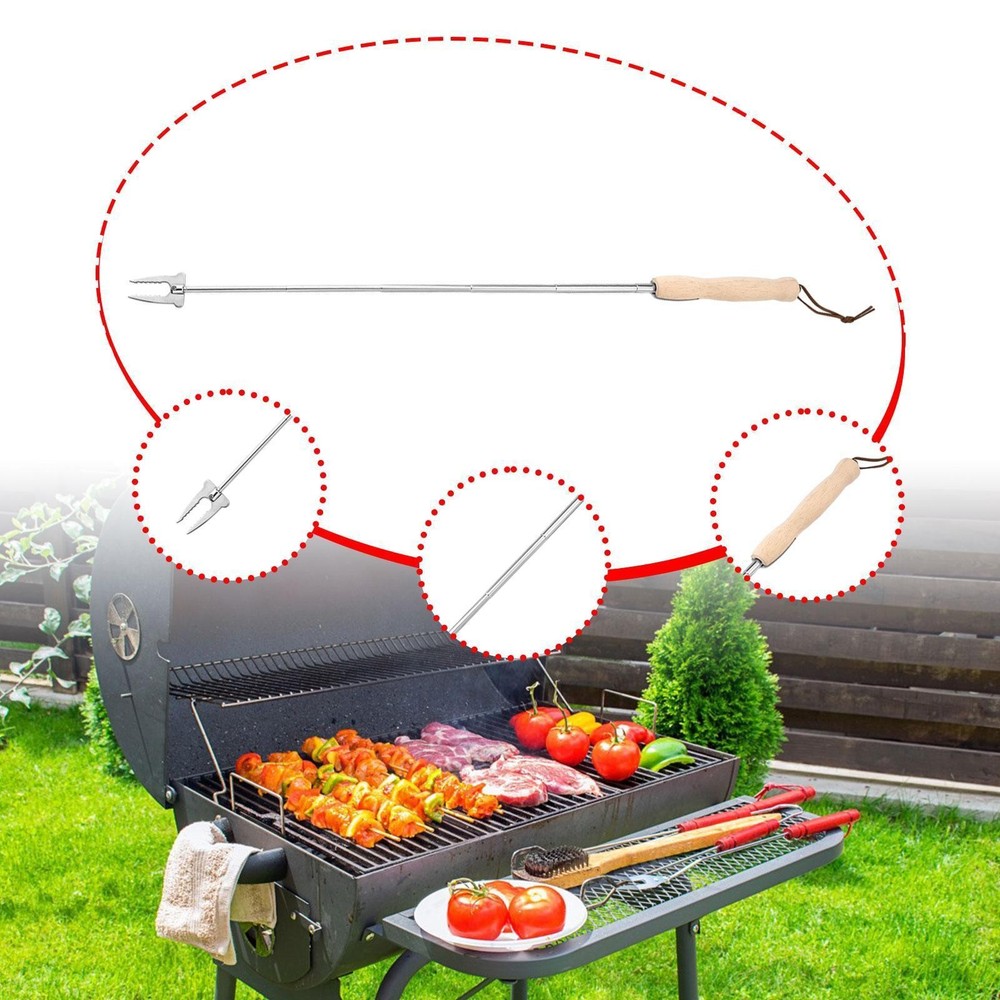 Roasting Fork Chicken Wing Skewer Extendable Long Heavy Duty for Fire Pit