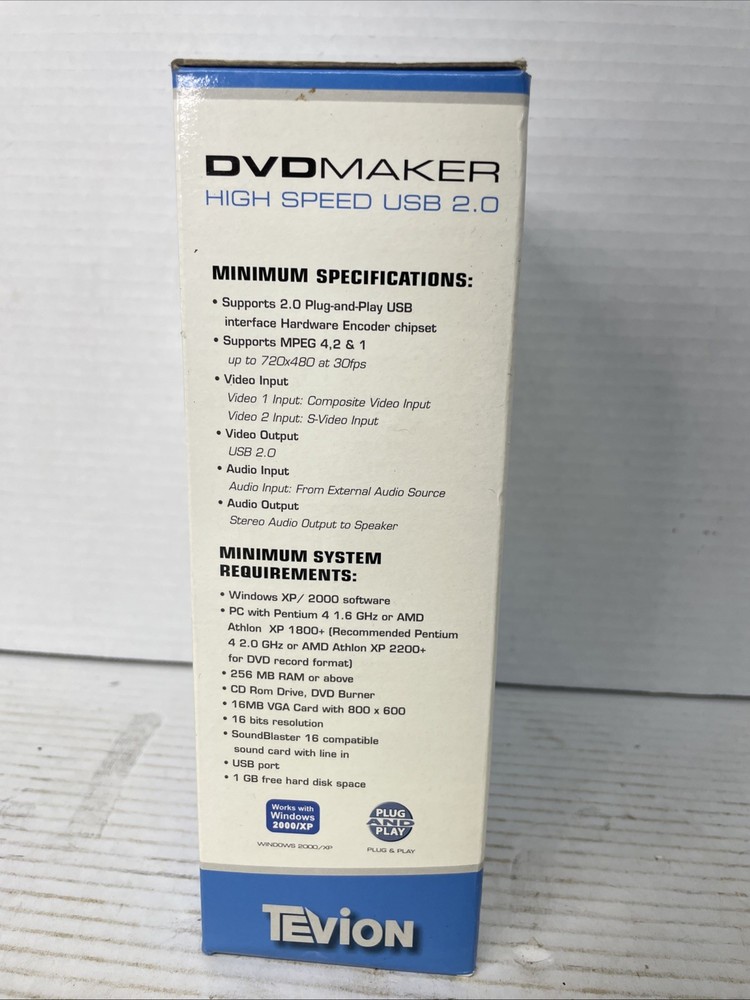 Tevion High Speed DVD Maker USB 2.0 Convert Videotapes to DVDs Using PC - NOB