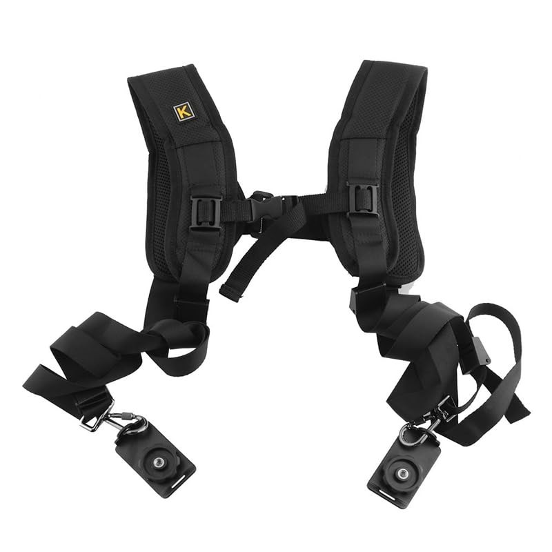 HuaerHui Dual Shoulder Camera Strap Harness Quick Release One Size, Black