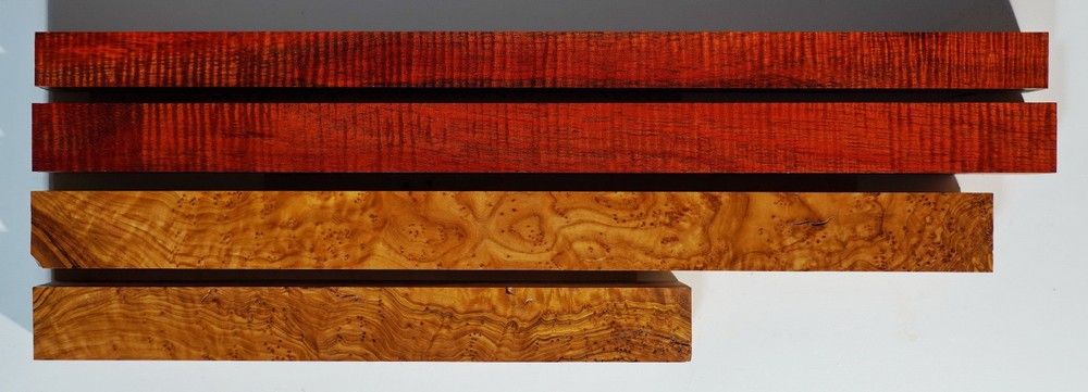 Premium Stabilized Fiddleback Koa and Olive Burl Turning Squares KCOB1 1 thru 4