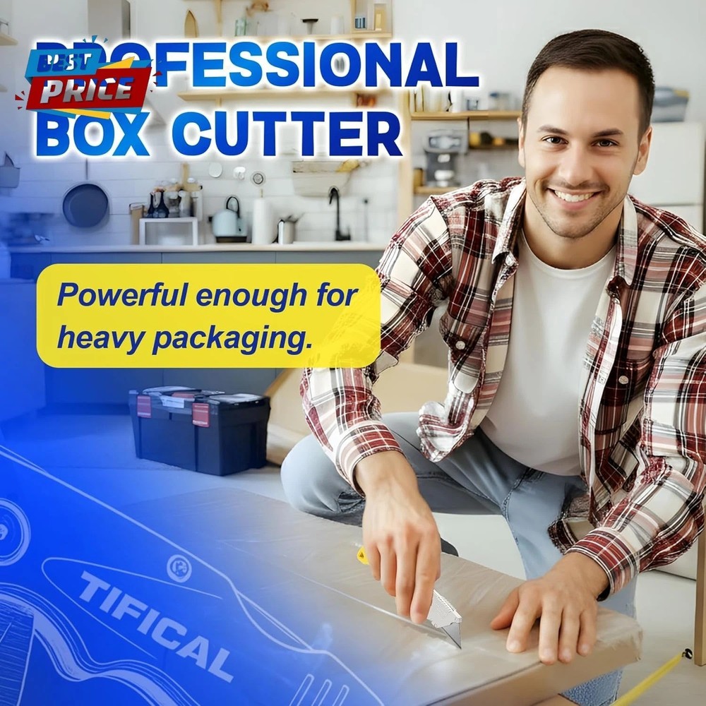 Folding Utility Knife Set, Quick Change Folding Box Cutter with Clip, Extra 10 S