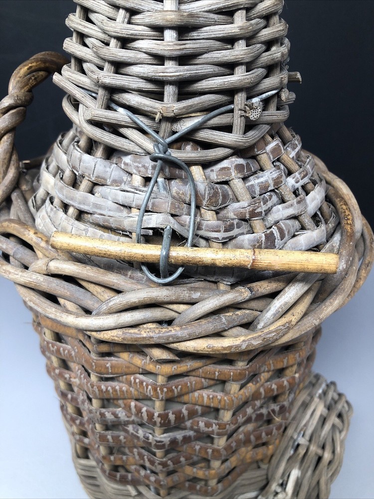 wicker Covered Stoneware Cider Flagon #619