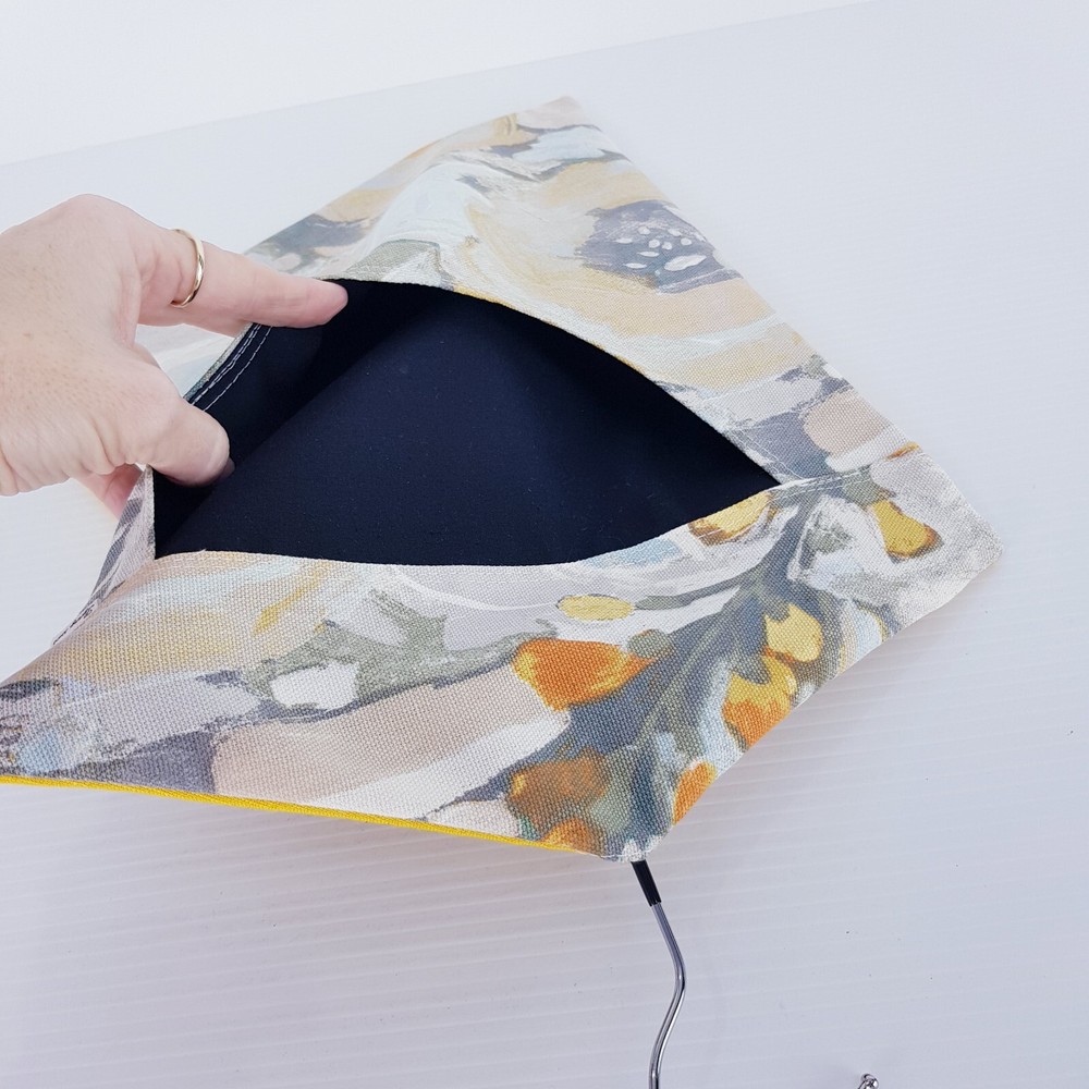 Peg Bag Handmade Beige Light Blue Abstract Lined Laundry Clothes Peg Holder