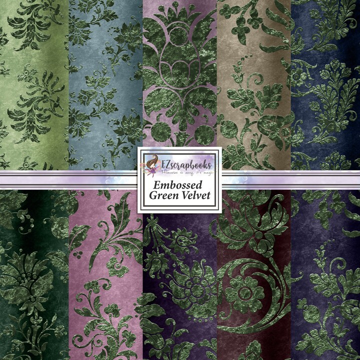 EMBOSSED GREEN VELVET - Paper Pack