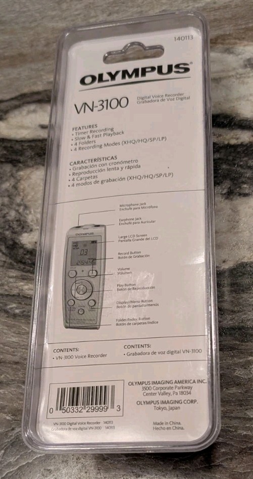 Olympus VN-3100 Handheld Digital Voice Recorder Tested Working Instructions