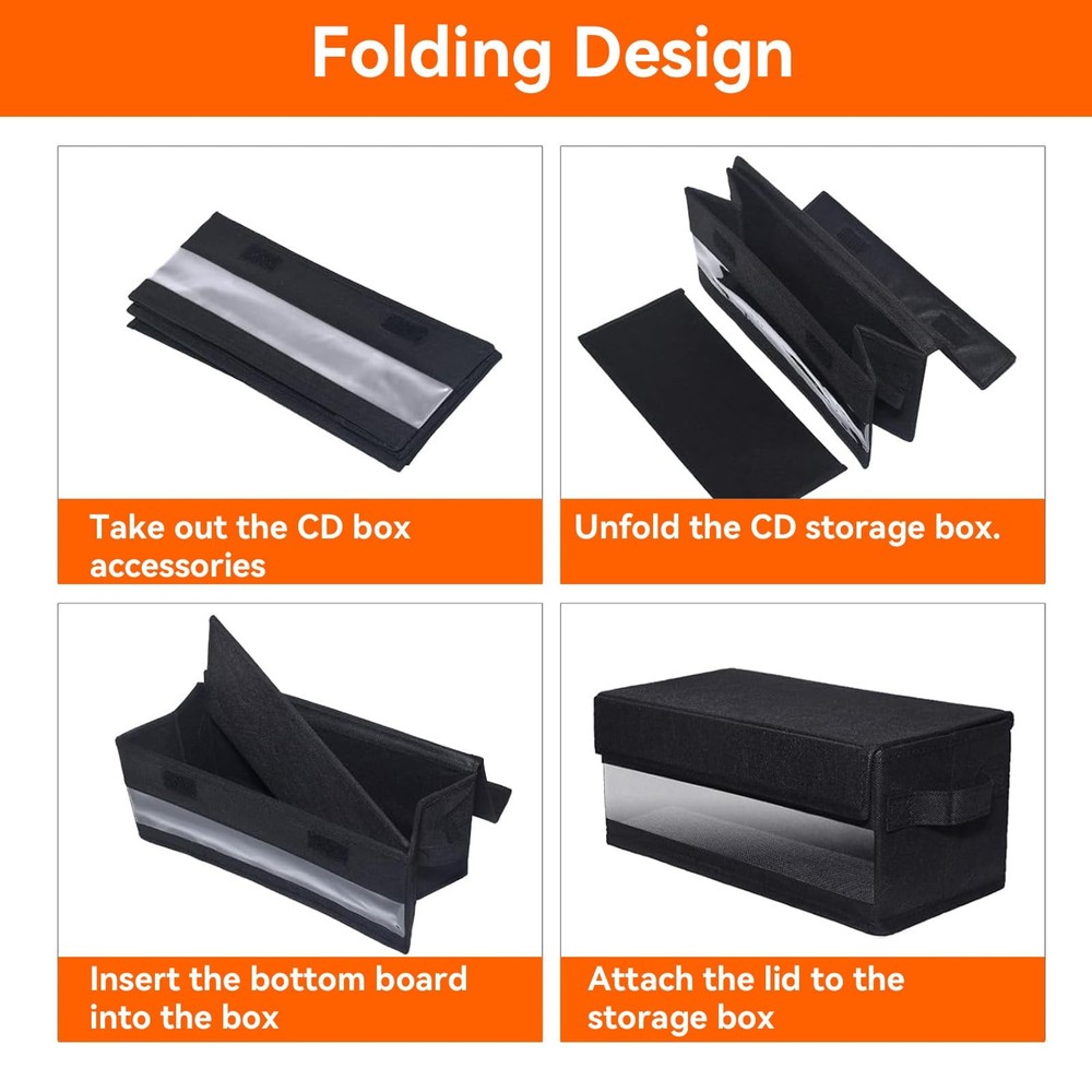 CD Storage Boxes - Pack of 3 CD Case Storage with Visible Window, Foldable 3 ...