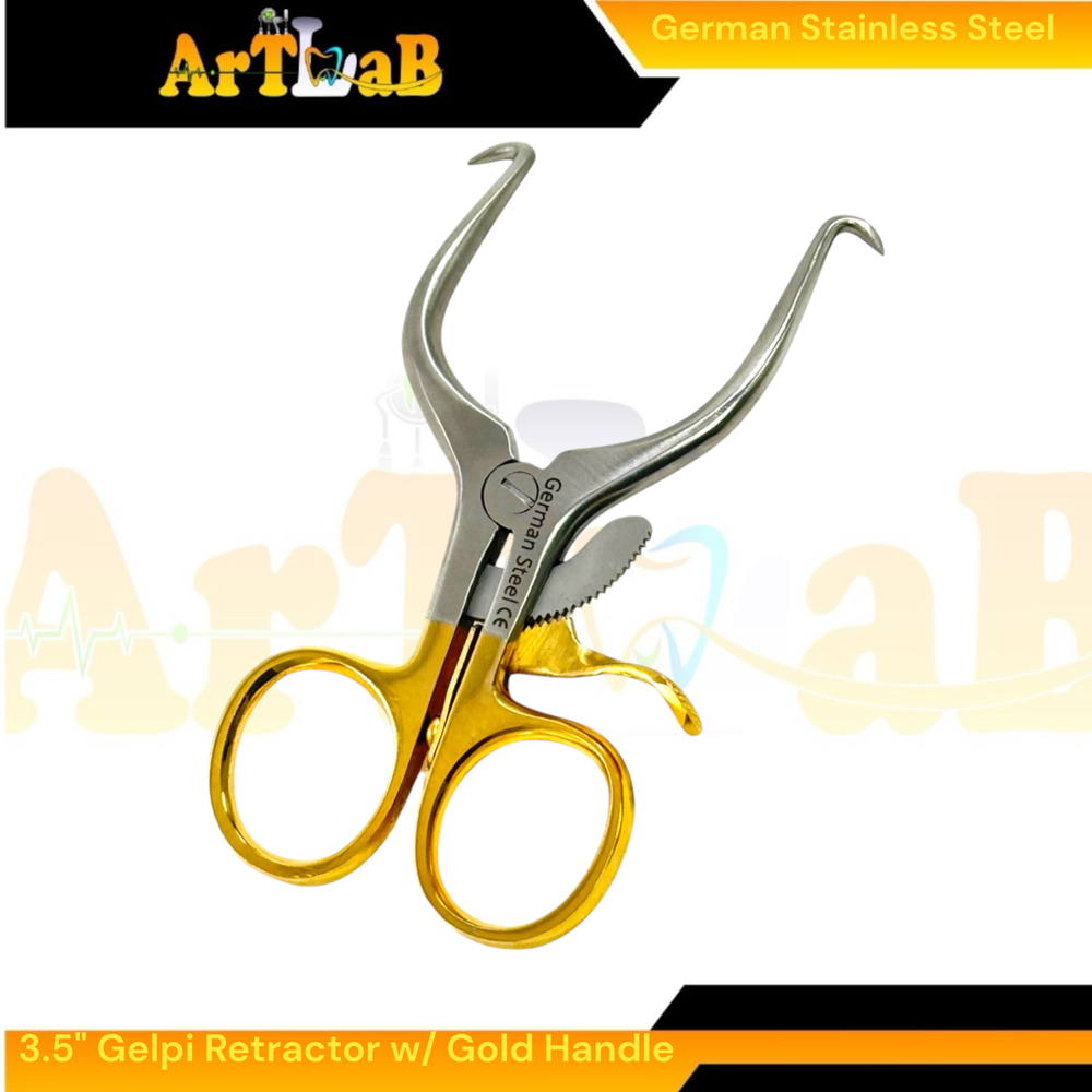 Small Gelpi Retractor Spreader 3.5" Self-Retaining w/ Sharp Prongs, Premium 5pc