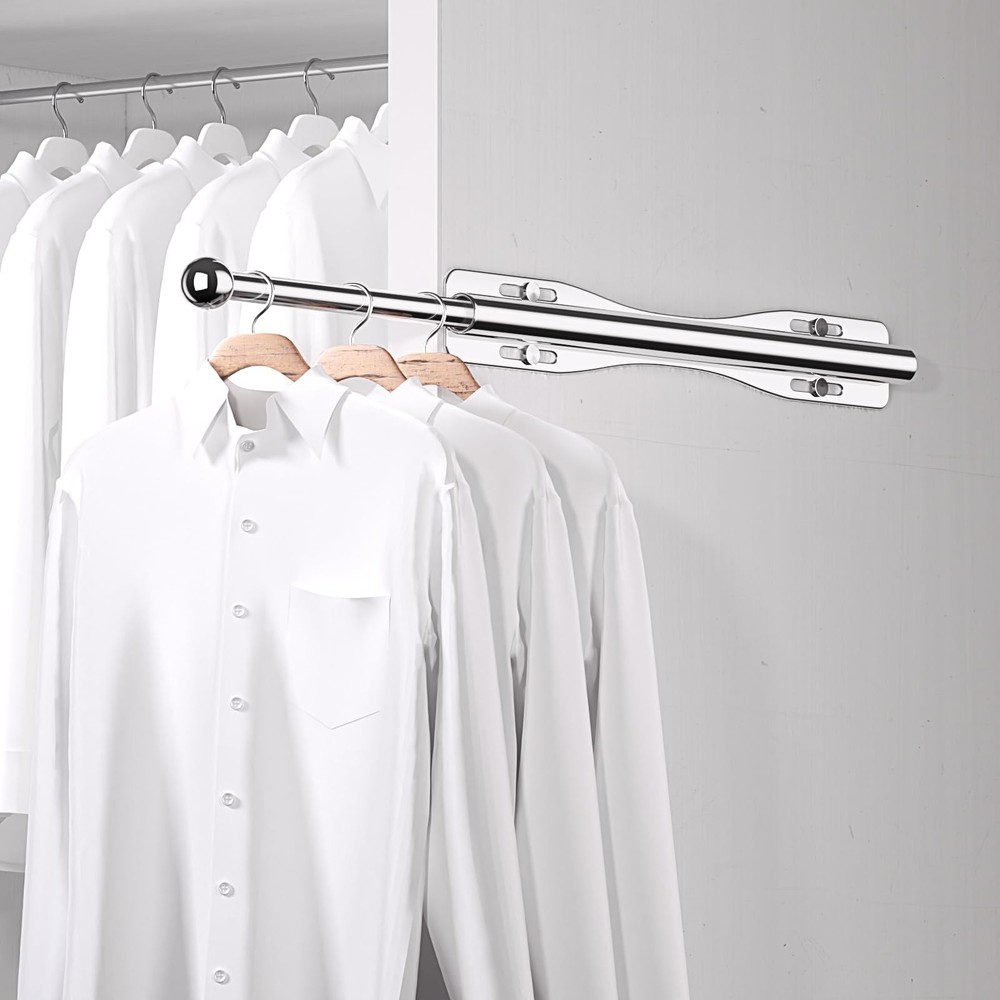 12" Valet Rod For Closet Pull Out Slide Adjustable Heavy 12IN, Chrome