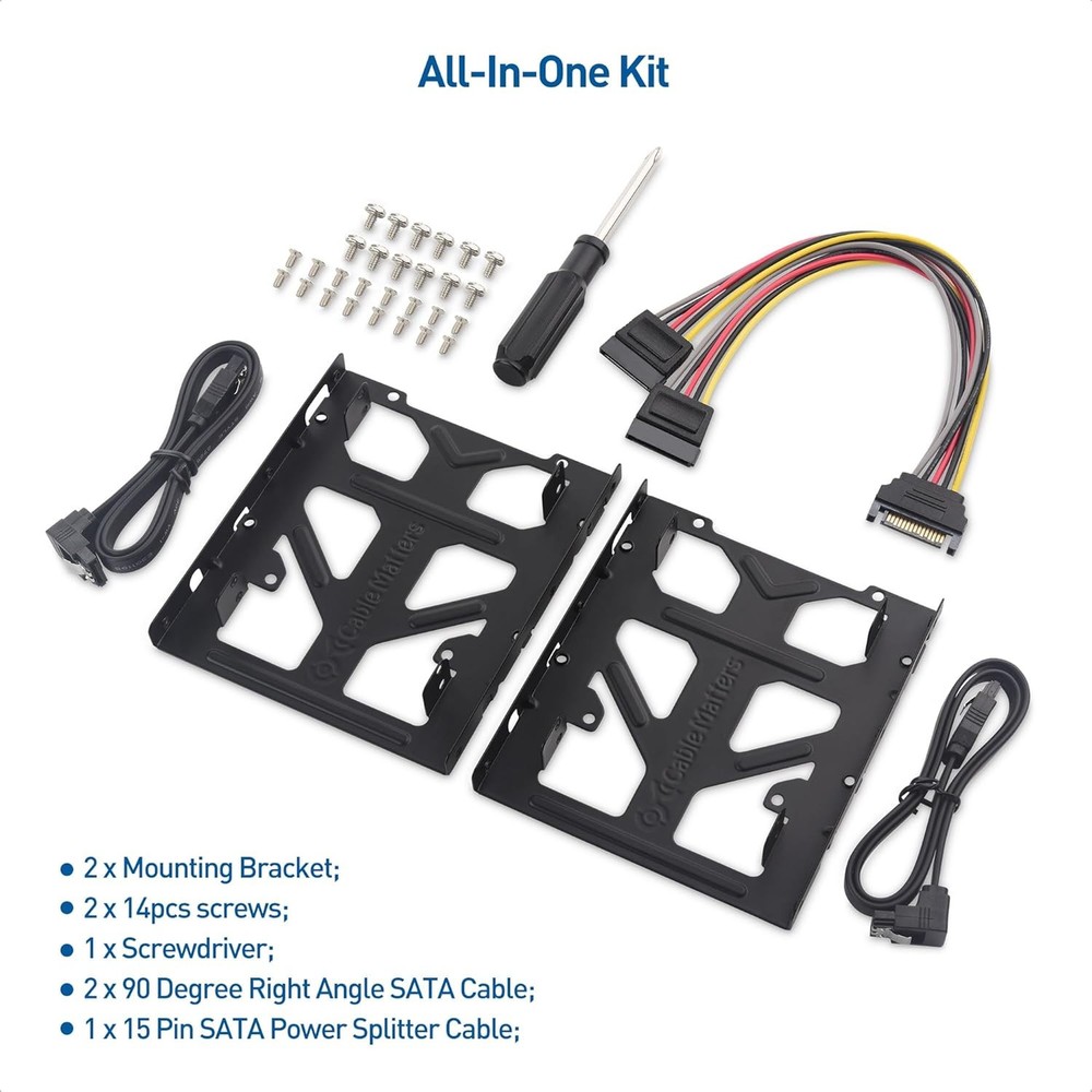 Cable Matters 2.5" to 3.5" Dual Hard Drive/SSD Mounting Bracket Kit - 2 Pack