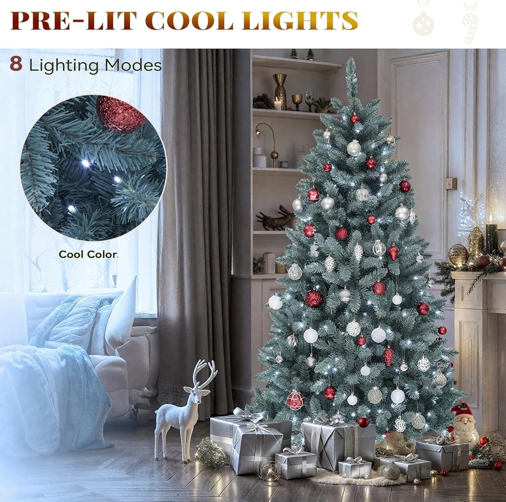 Prelit Blue Spruce Christmas Tree with Adjustable Lighting System, 6 FT