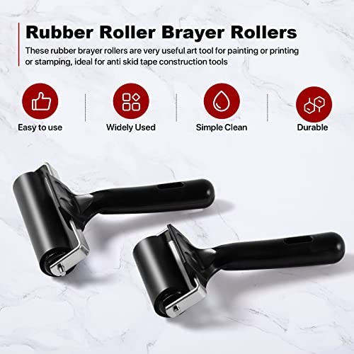 3 Pack Brayer Rollers for Crafting, Vinyl Rubber Roller Brayers, Printmaking