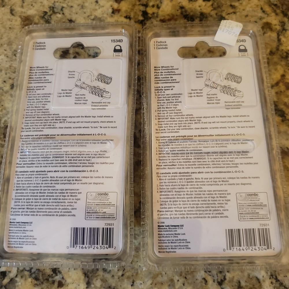 2 MASTER Combination Locks
