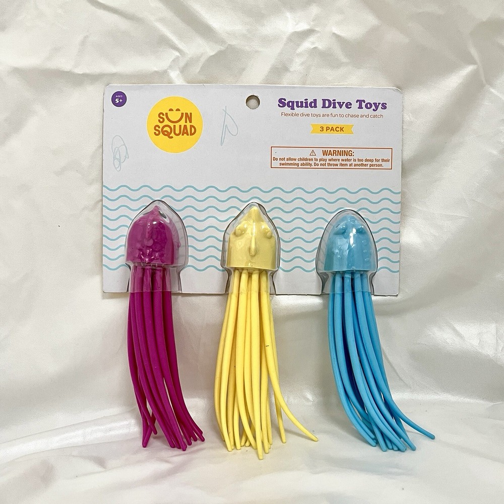 Sun Squad Brand 3 Pack Multicolor Squid Dive Toys Anthromorphic - NEW