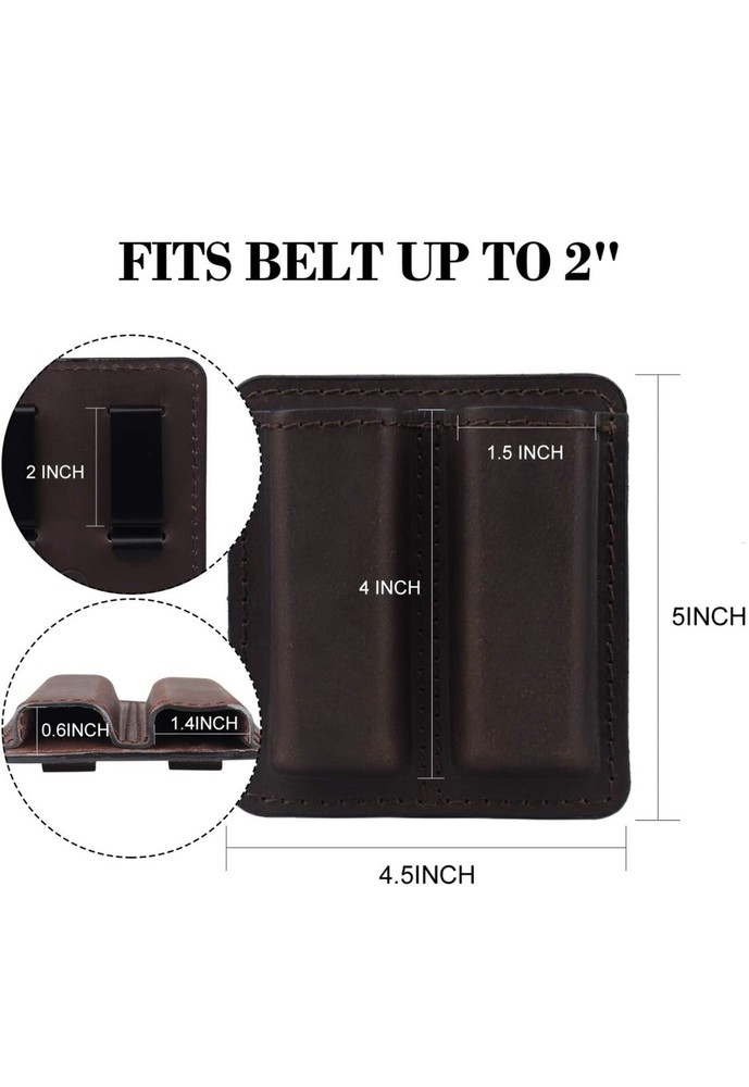 BrownGenuine Leather .45 Double Magazine Pouch