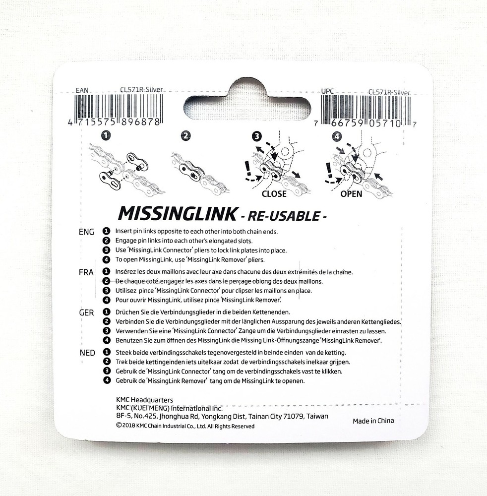 2PCS KMC Missing Link II 7.1mm 6 7 8 speeds Silver Re-usable