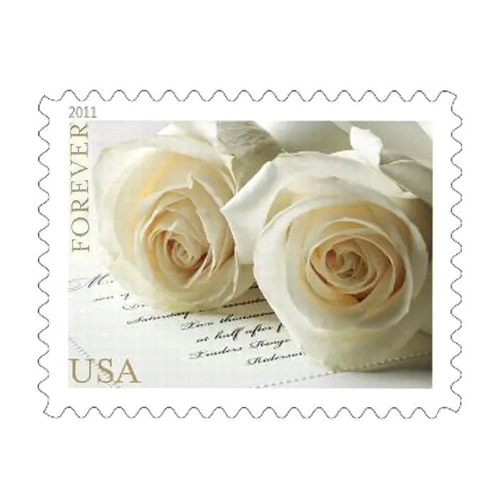 4 Sheets 80 FOREVER STAMPS White Rose Wedding