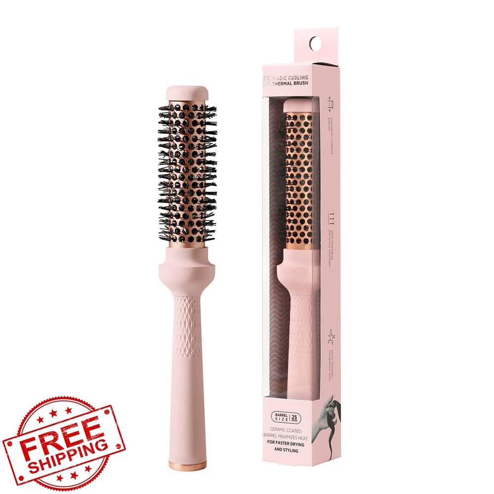 F3 Systems Magic Curling Round Brush 1 Inch Ceramic Thermal Barrel