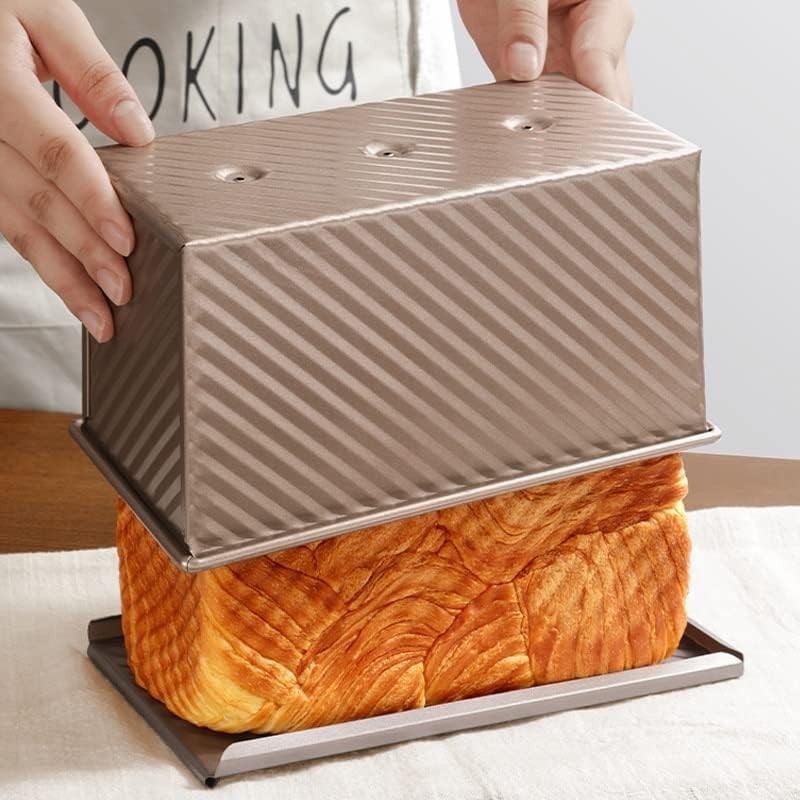 Pullman Loaf Pan with Lid, 1Pound Dough Capacity Rectangular Bread Pan, Non-S...