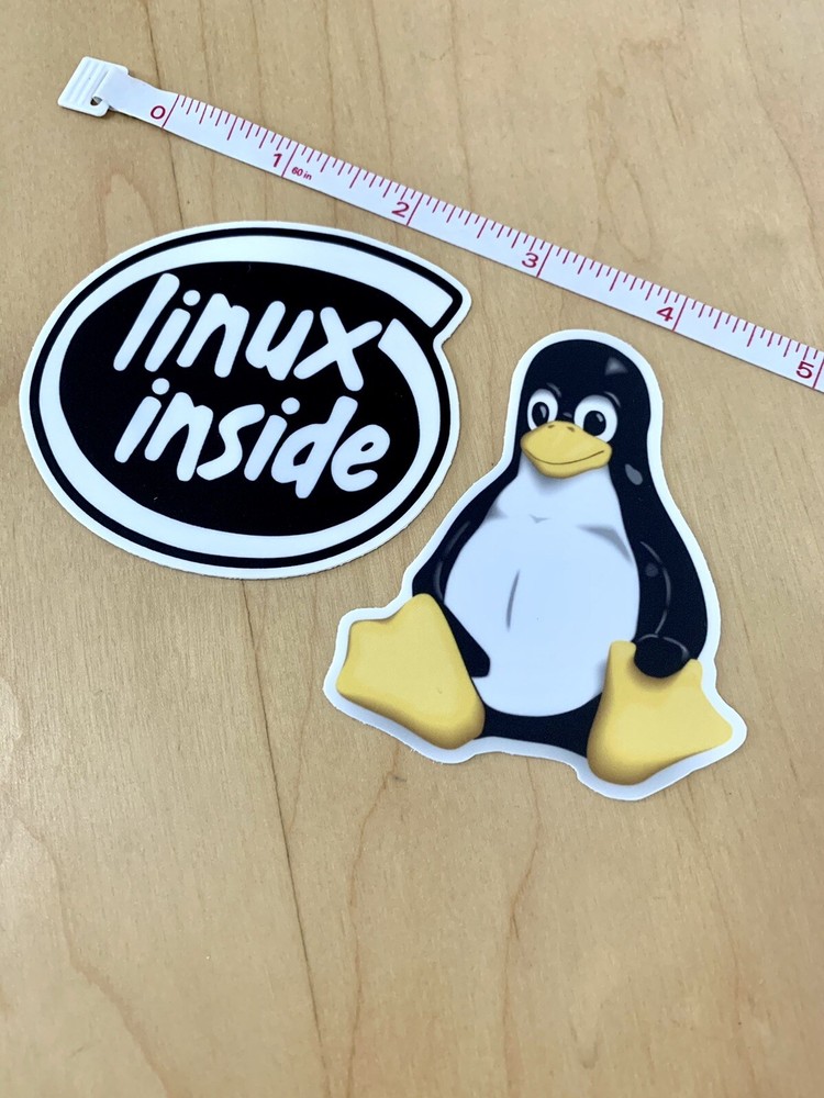 2 PCS Linux Inside Tux Penguin Vinyl Sticker Open Source Programming Decal 3” in