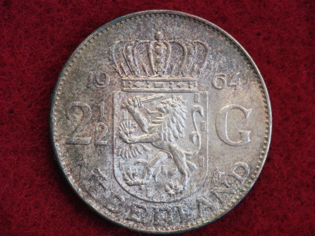 1964 NETHERLANDS 2 1/2 GULDEN - BU