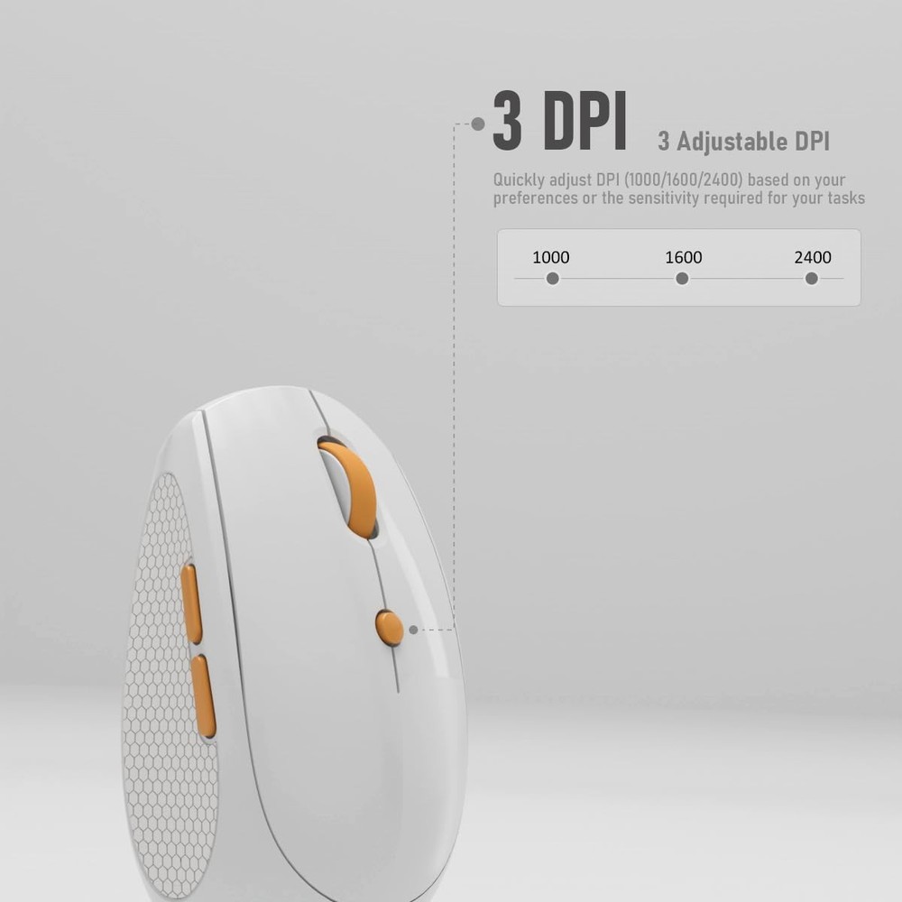 Whalices 52 Silent Wireless Mouse for Work & Study, Dual Mode Bluetooth White