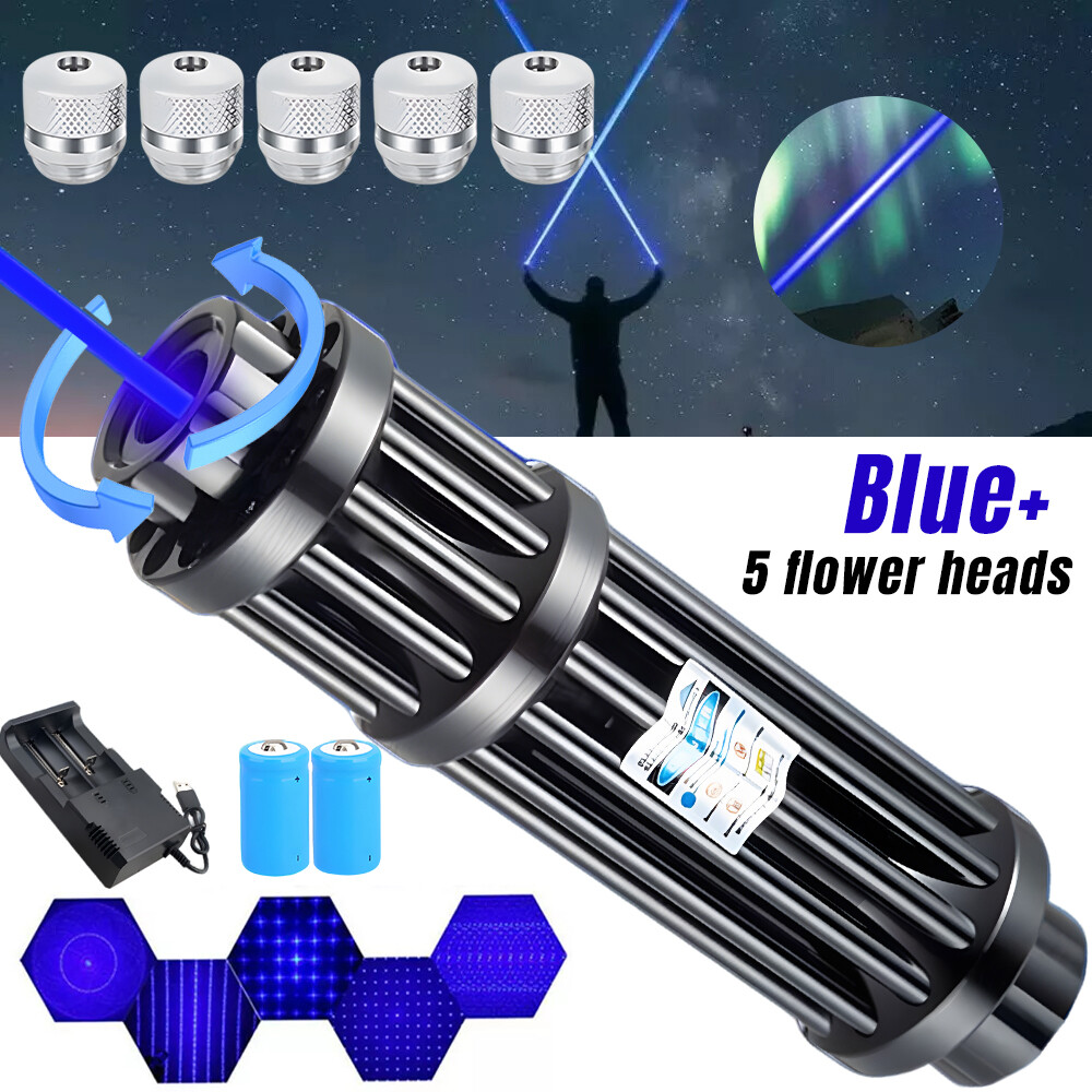 5 Watt Adjustable High Powerful Blue Laser Pointer Visible Dot Torch Light