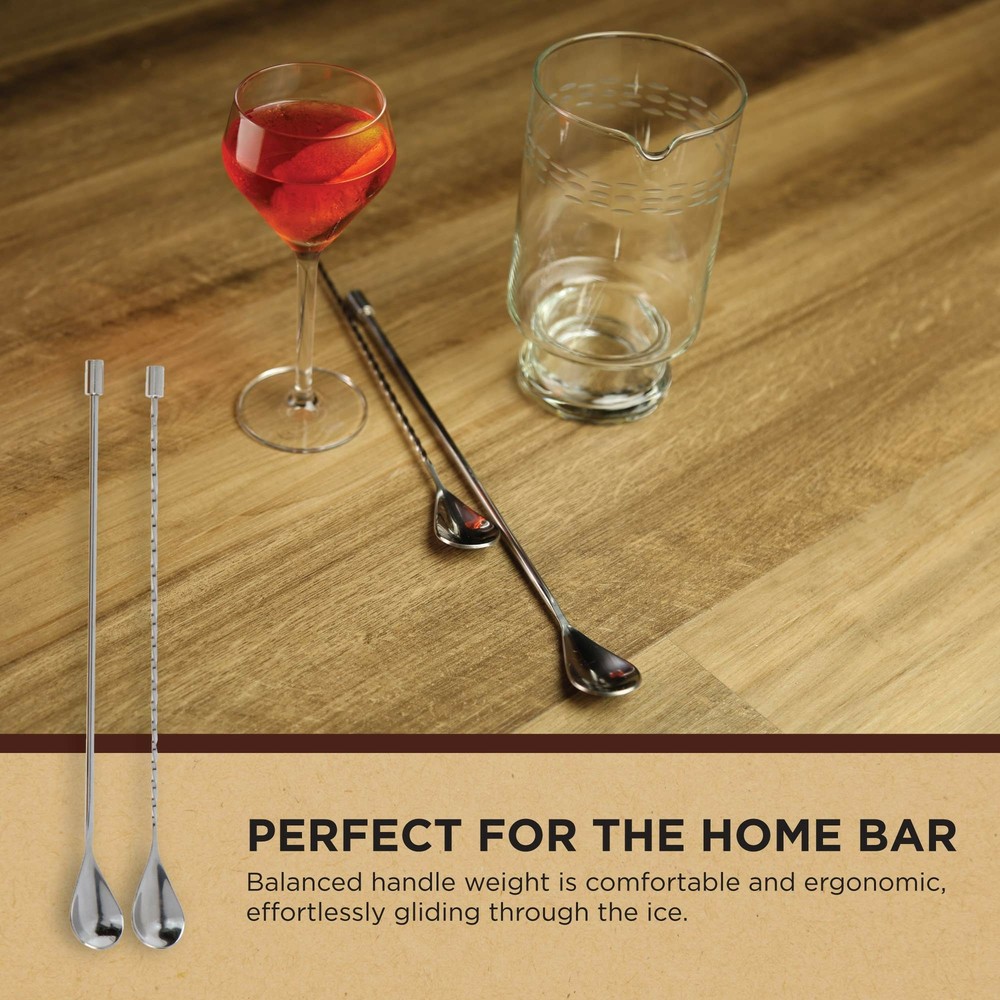 Heavyweight Professional Bar Spoons - 2pc Set (Spiral Handle & Smooth Handle)...