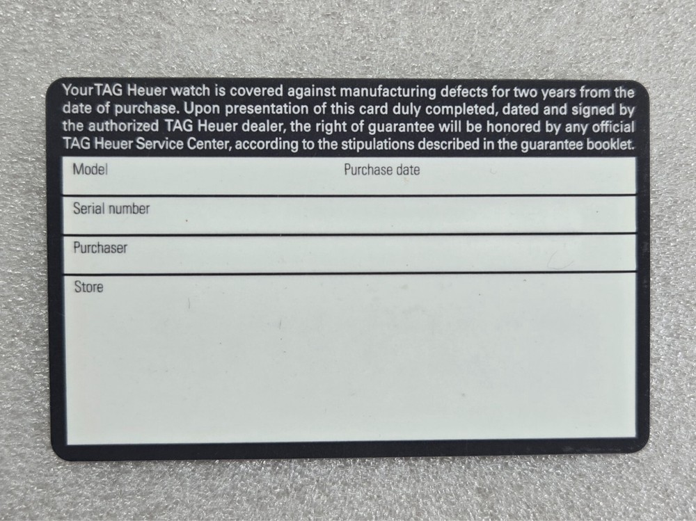 INTERNATIONAL GUARANTEE CARD NEW