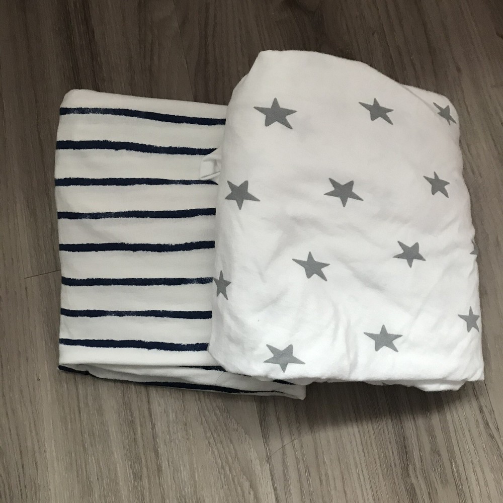 Target Cloud Island Stars Stripes Jersey Fitted Crib Sheets EUC